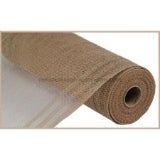 10.5 x10yd Faux Jute/PP/Border Stripe Natural Ry832418 - CancreekDesigns
