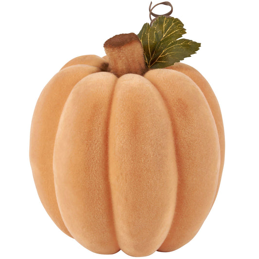 Primitives by Kathy - Large Orange Flocked Pumpkin - CancreekDesigns
