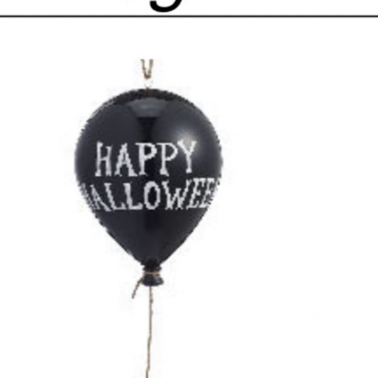 8” Happy Halloween balloon, black with white lettering - CancreekDesigns