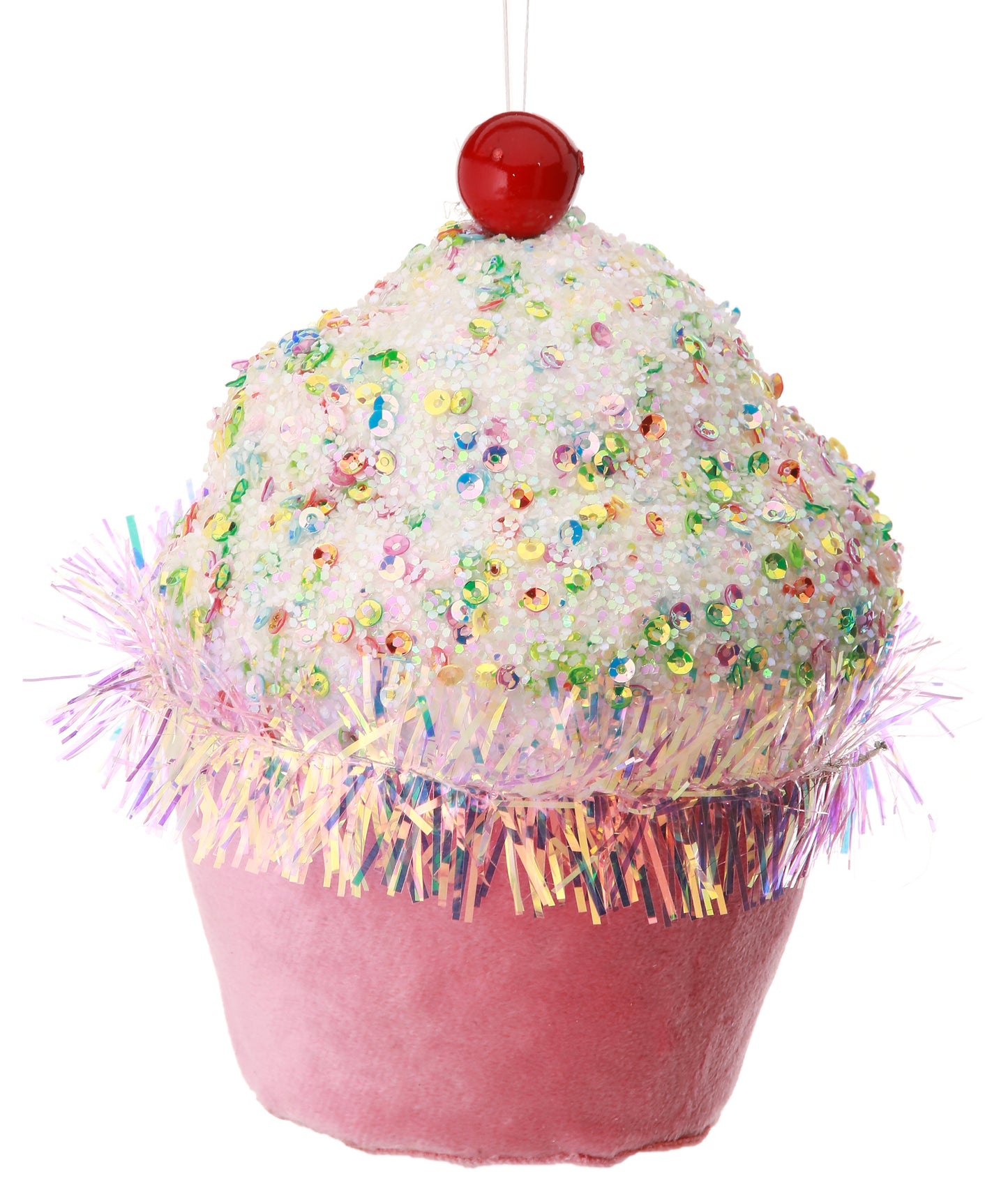 5" Sprinkle tinsel cupcake ornament - CancreekDesigns