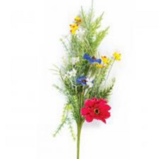 Mixed flower pick with greenery 20” red yellow white - CancreekDesigns