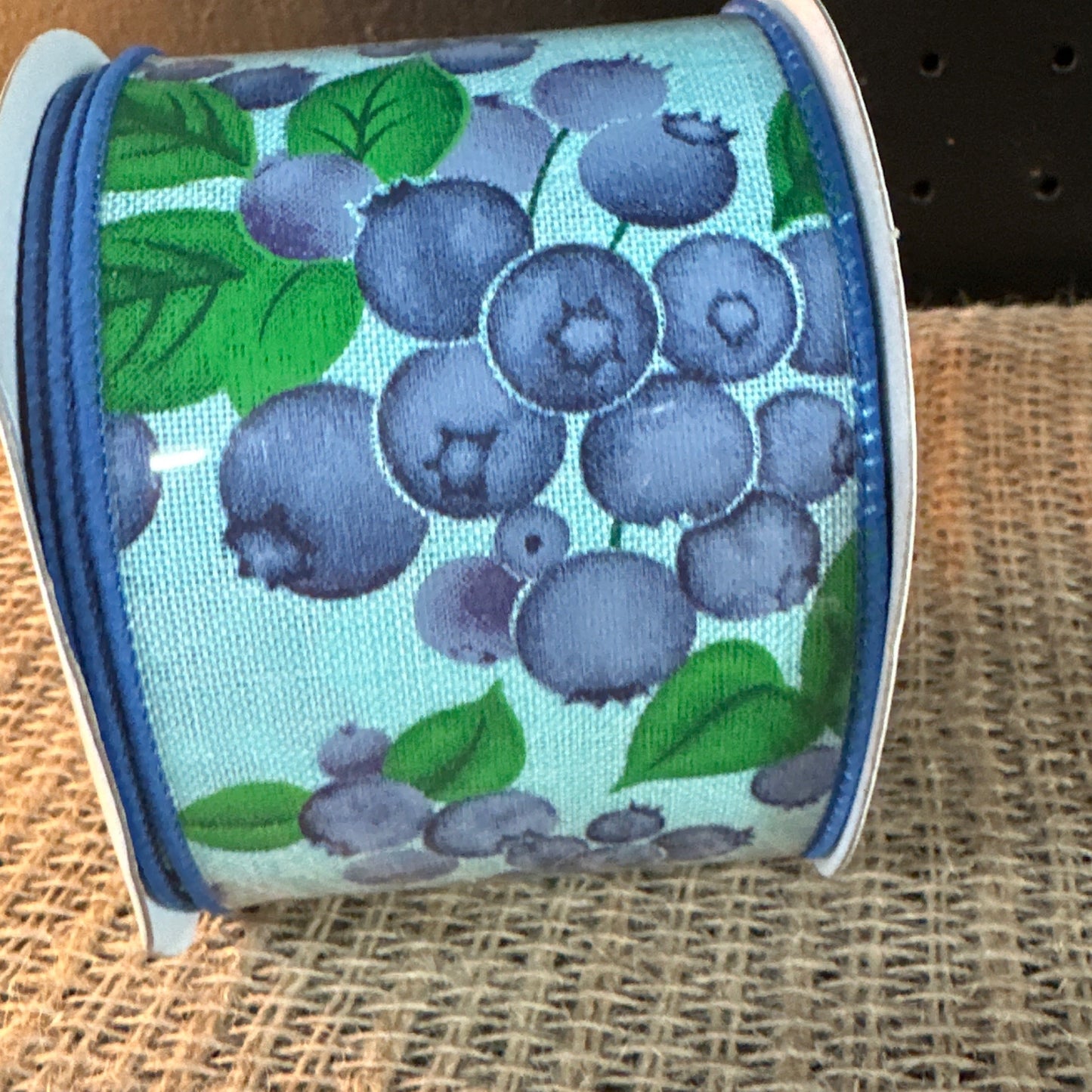 Blue Ribbon With Blueberries 2.5" x 10 Yds - CancreekDesigns