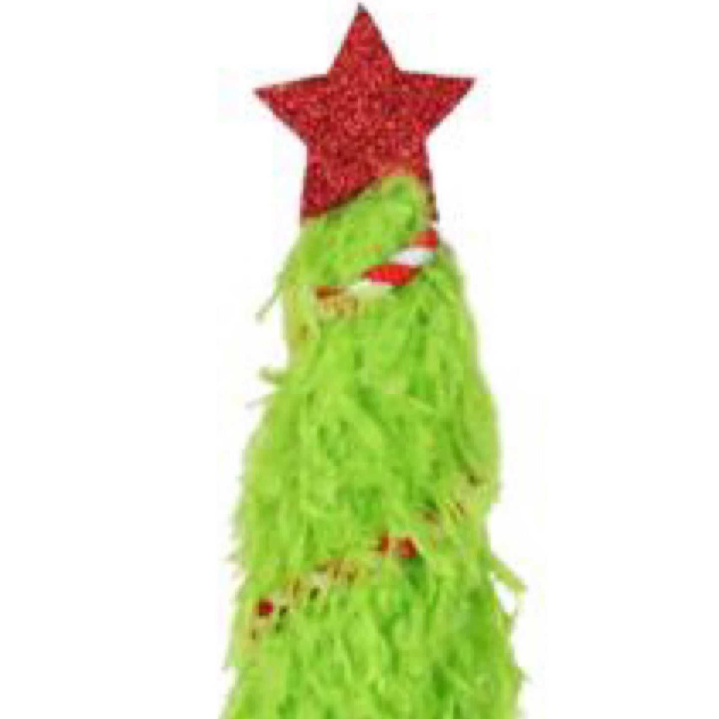 21 Inches Long Lime Green Furry Tree With Star - CancreekDesigns