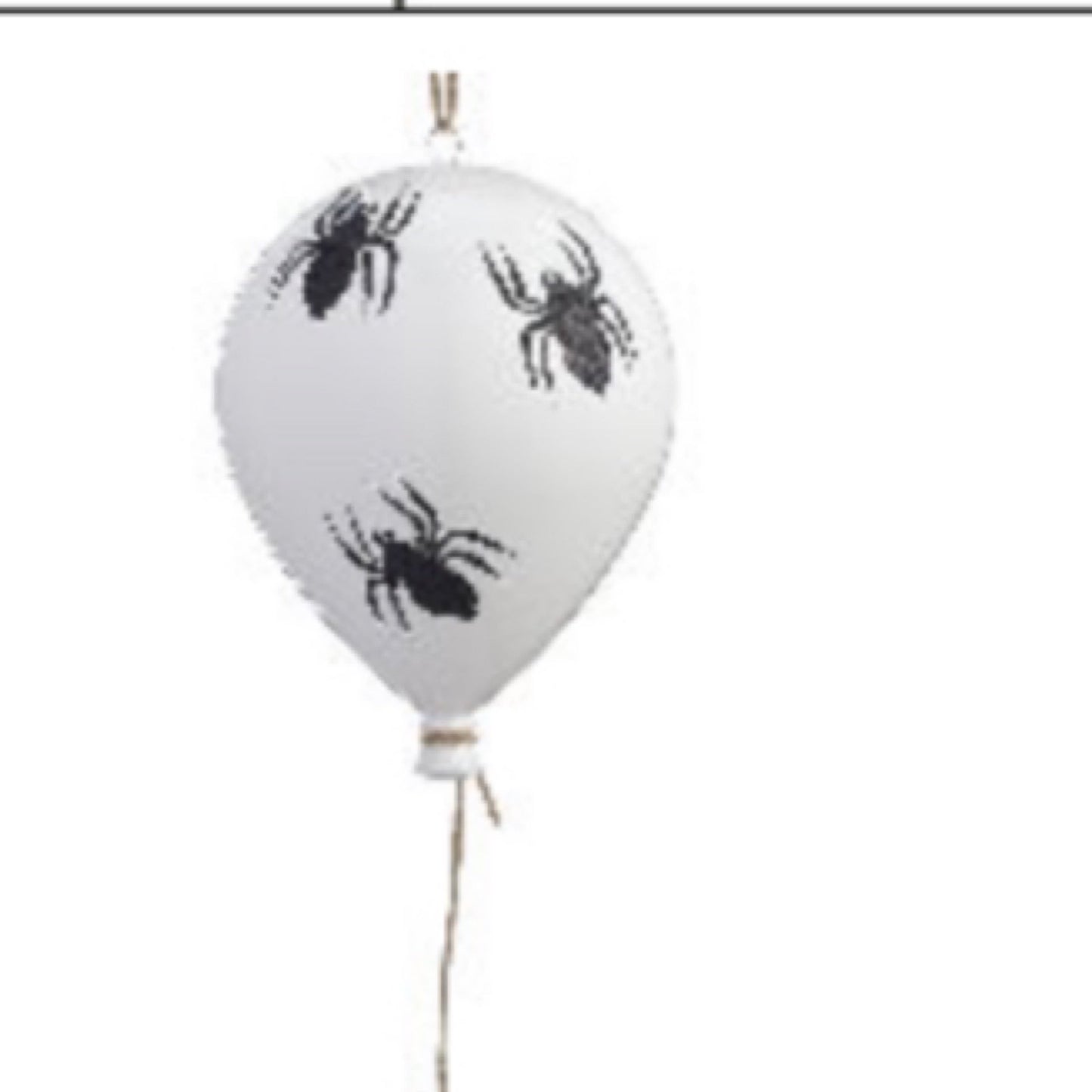 8” glittered spider balloon, white with black spiders - CancreekDesigns