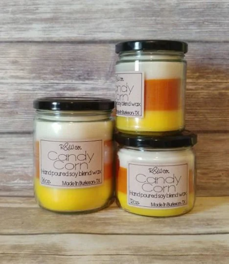 R&W Company LLC - Candy Corn Candles: 9oz - CancreekDesigns