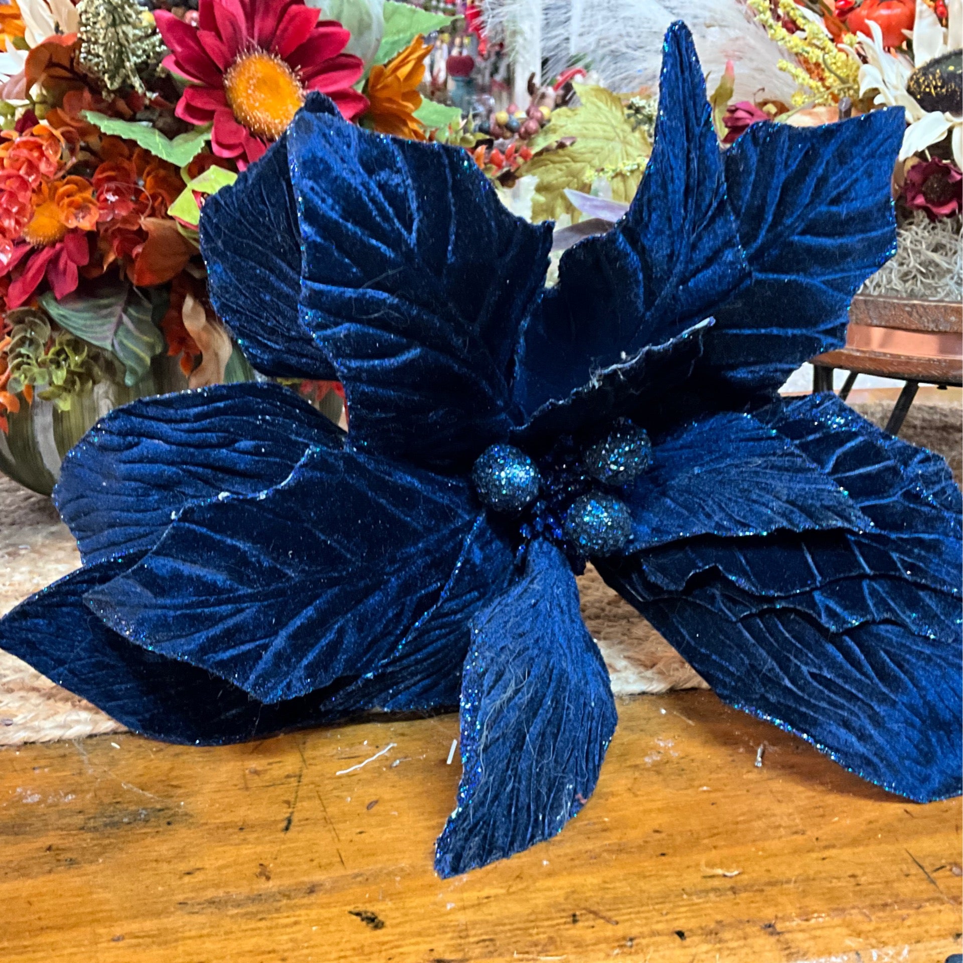 Royal blue poinsettia 24” - CancreekDesigns