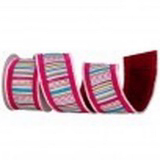 4"X10Y GLITTER LAME W/STRIPE OVERLAY RIBBON - CancreekDesigns