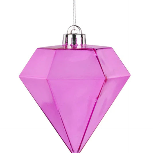 120MM CLEAR DIAMOND BALL ORNAMENT - FUCHSIA - CancreekDesigns