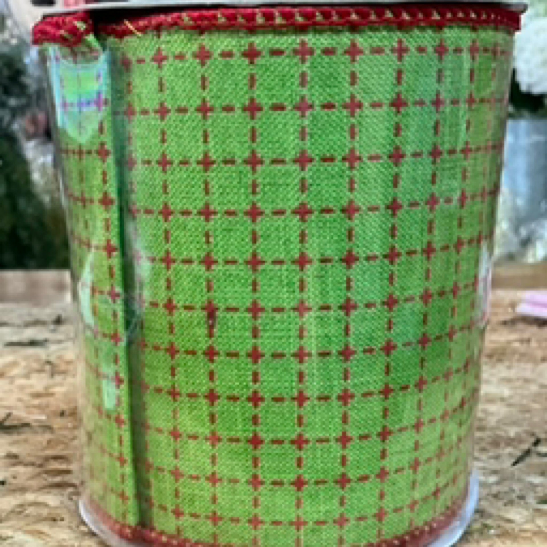 Green and Red plaid ribbon; 4” x 10 yds - CancreekDesigns