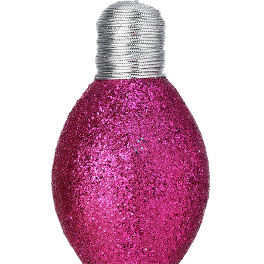 7" GLITTER LIGHTBULB ORNAMENT HOT PINK - CancreekDesigns