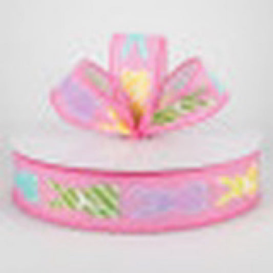 Easter bunny pattern ribbon pink - CancreekDesigns