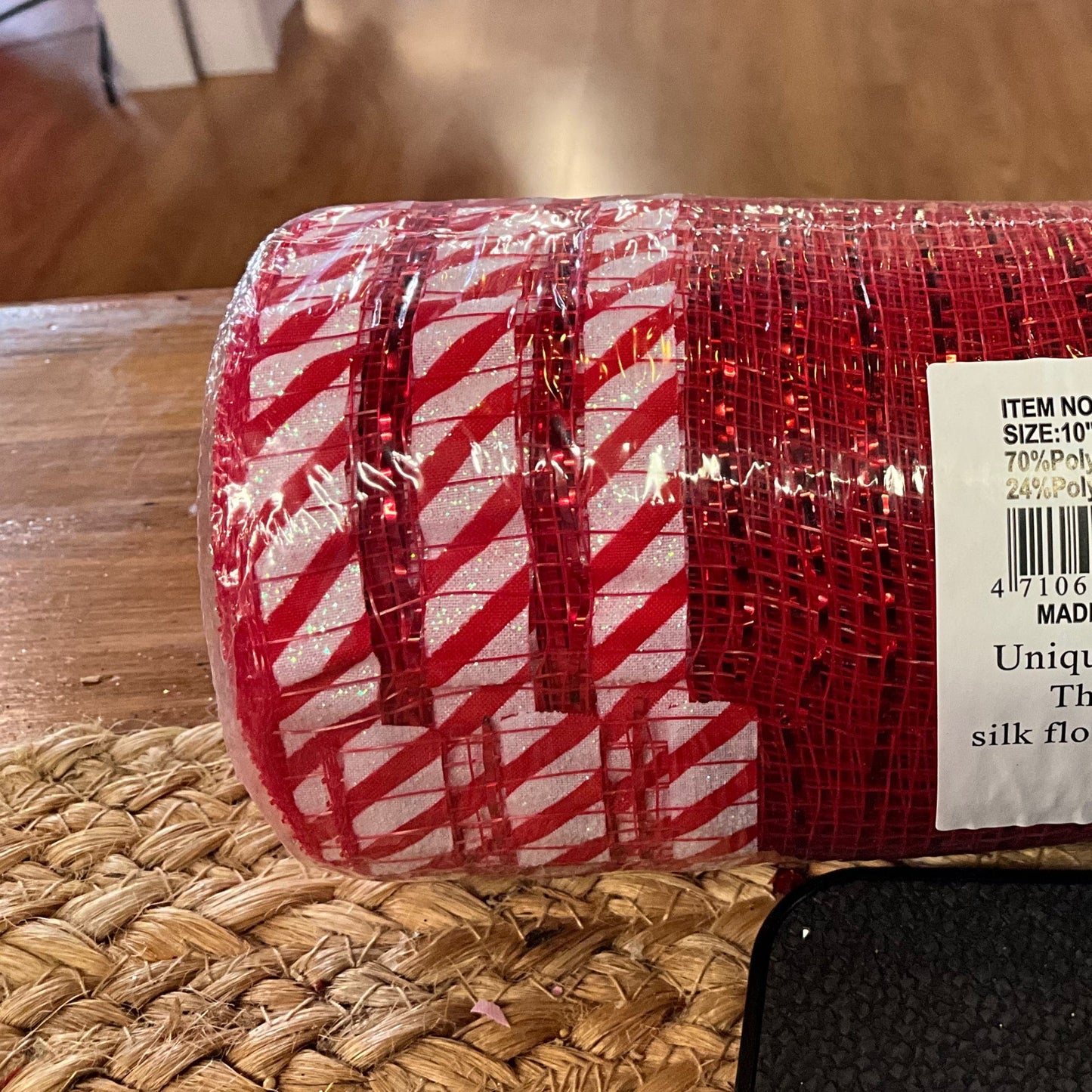 Red candy cane edge 10”X10yd - CancreekDesigns