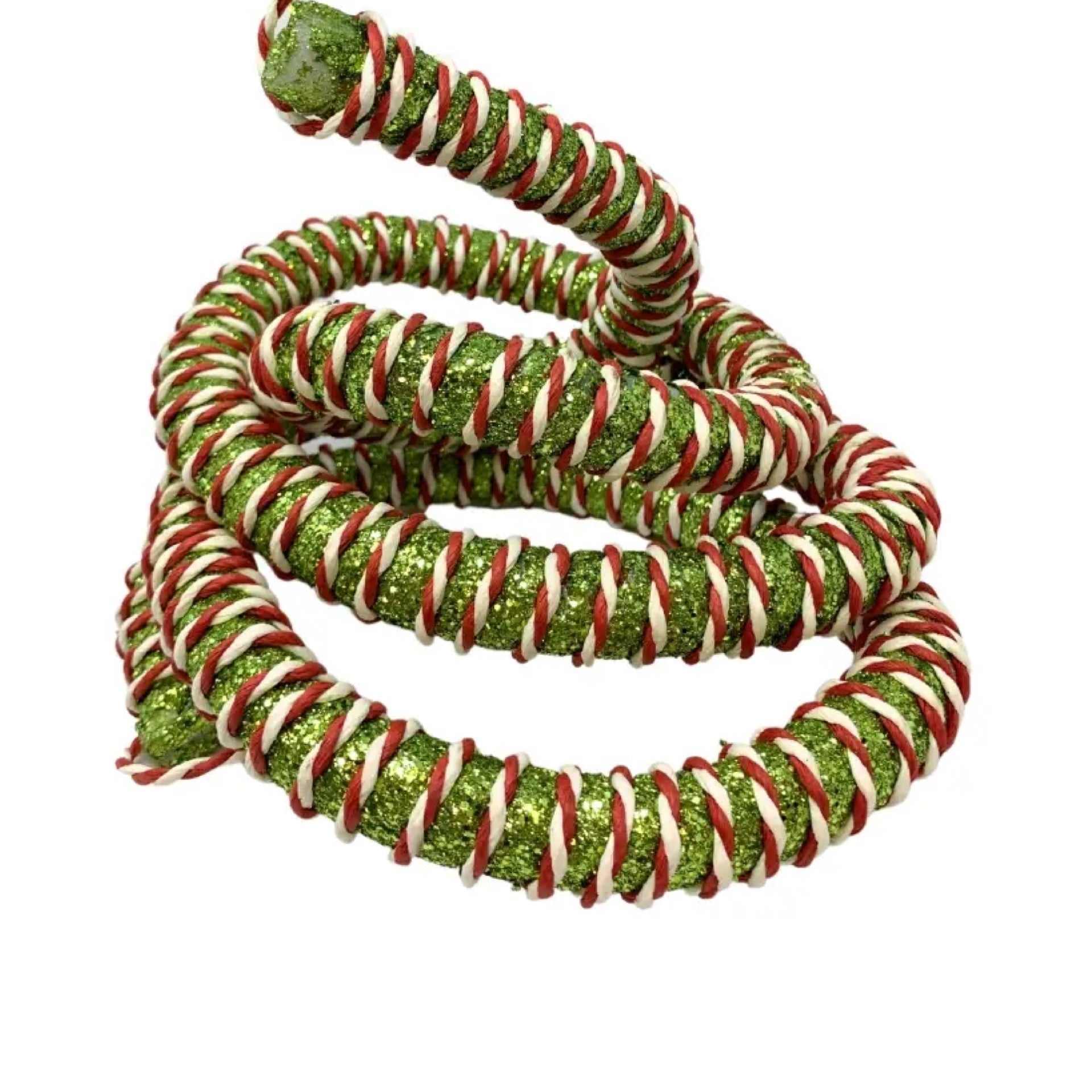 72" Festive Curly Rope Garland - Green/Red/White - CancreekDesigns