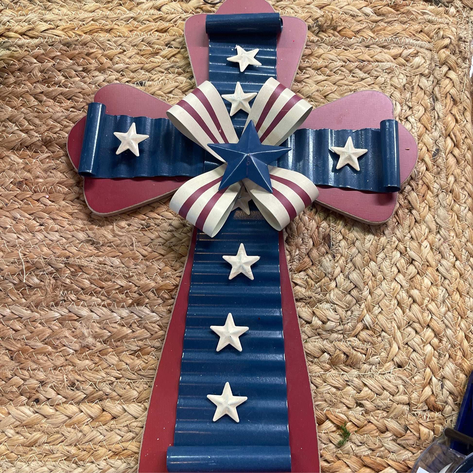 Red white and blue cross - CancreekDesigns