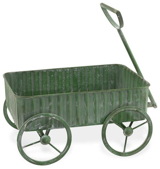 Boston International - Green Metal Wagon Décor - CancreekDesigns