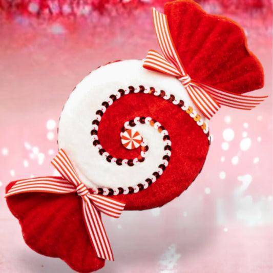 9” peppermint swirl ornament - CancreekDesigns