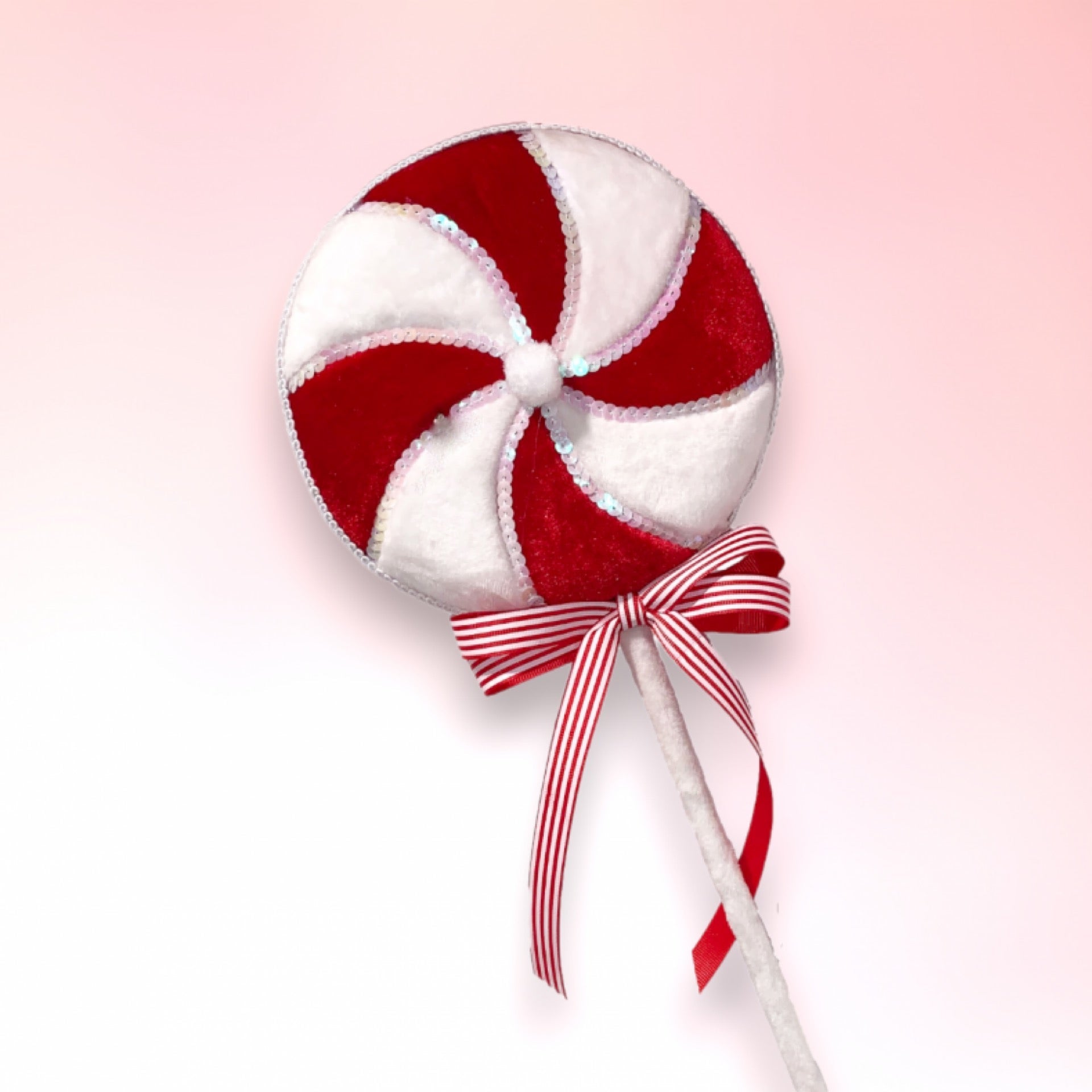 18 inch red white swirl lollipop pick - CancreekDesigns