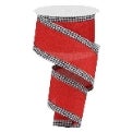 Wired Ribbon Royal Burlap Gingham Edge for Wreaths Arrangements Wrapping (Red .5 10yd)RGA1099MA Red With Black/white Checked - CancreekDesigns