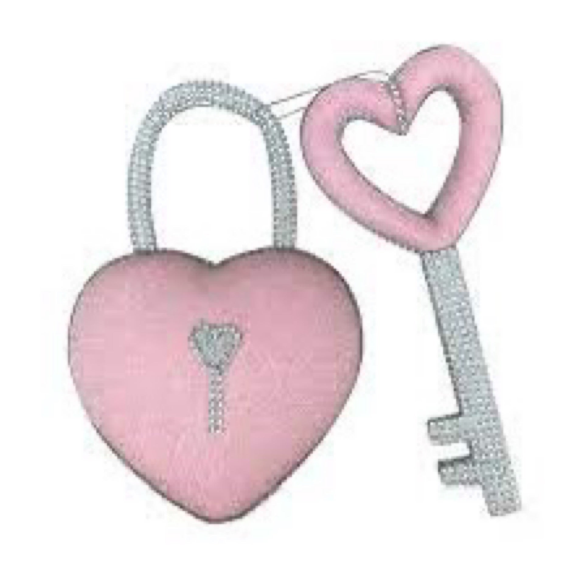 Lg bling heart lock and key - CancreekDesigns