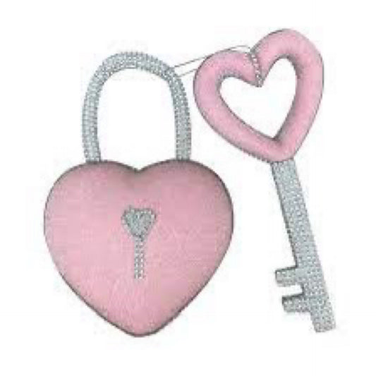 Lg bling heart lock and key - CancreekDesigns