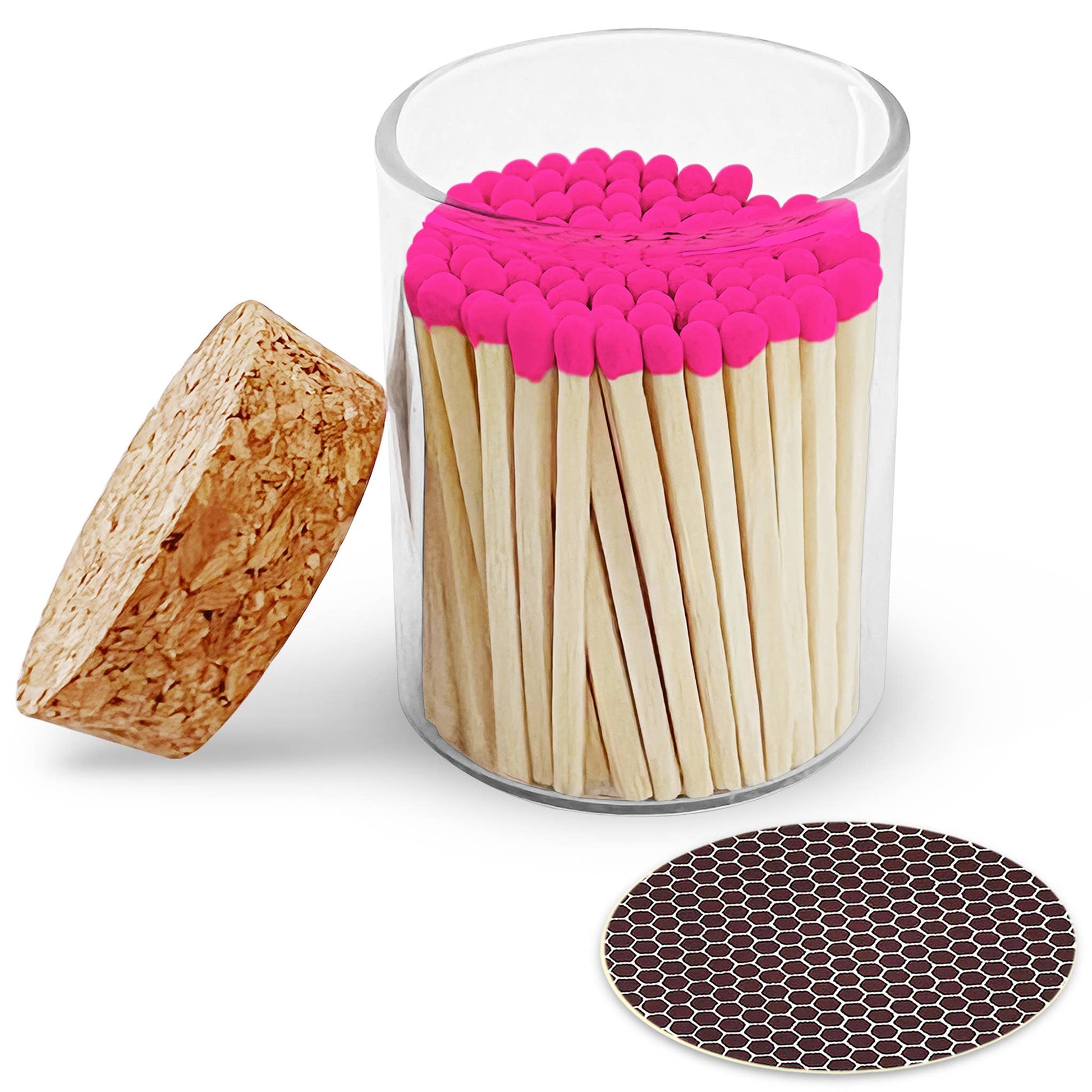 Thankful Greetings - 2" Matches in Cork Top Jar - Colors of Your Choice: Hot Pink - CancreekDesigns