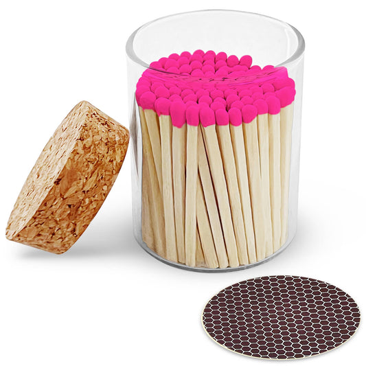 Thankful Greetings - 2" Matches in Cork Top Jar - Colors of Your Choice: Hot Pink - CancreekDesigns