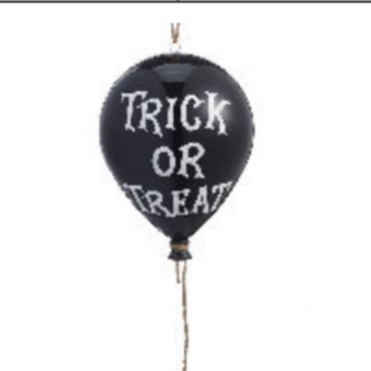 8” trick or treat balloon, black with white lettering - CancreekDesigns