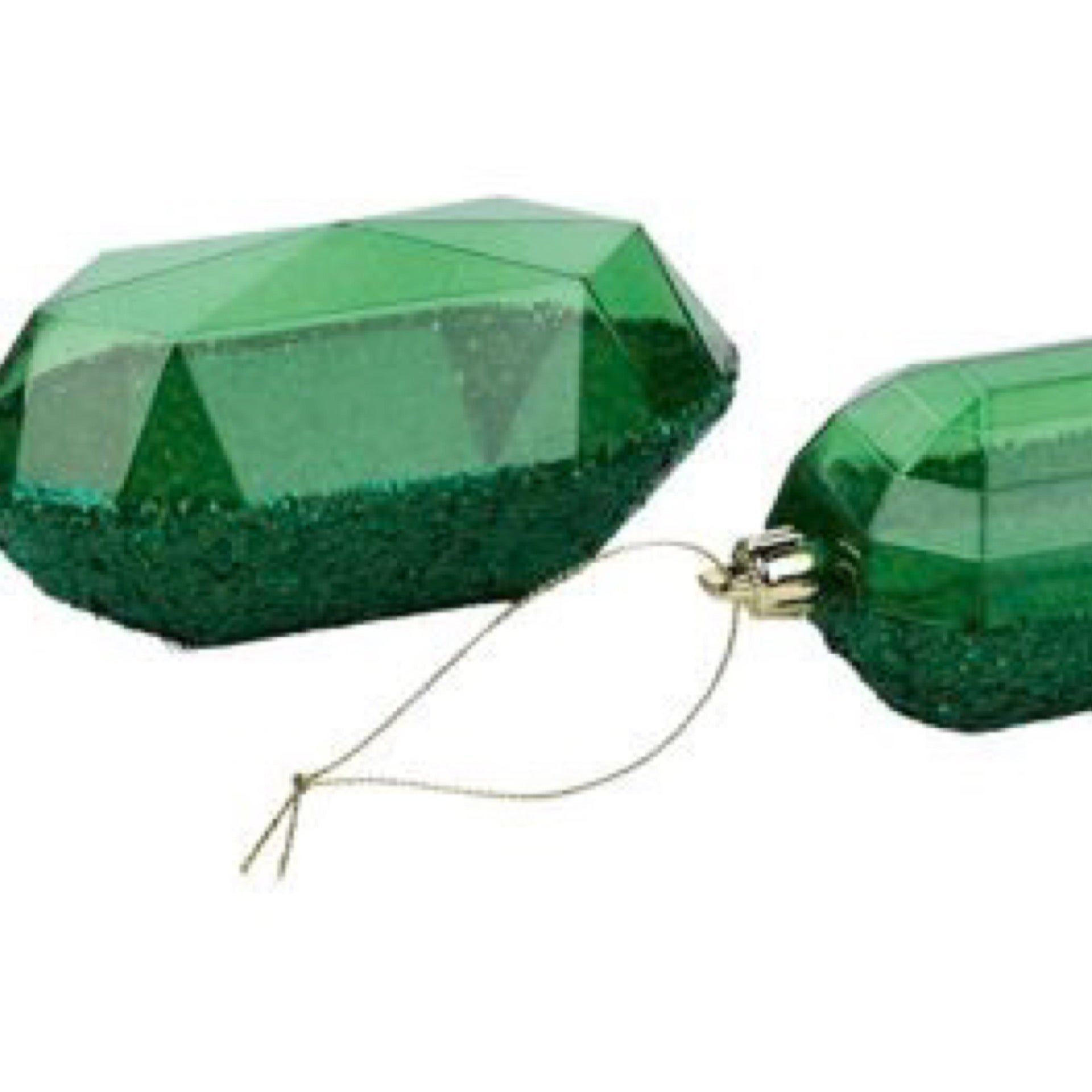 5.25"L LASER GLITTER GEM ORNAMENT - EMERALD GREEN - CancreekDesigns