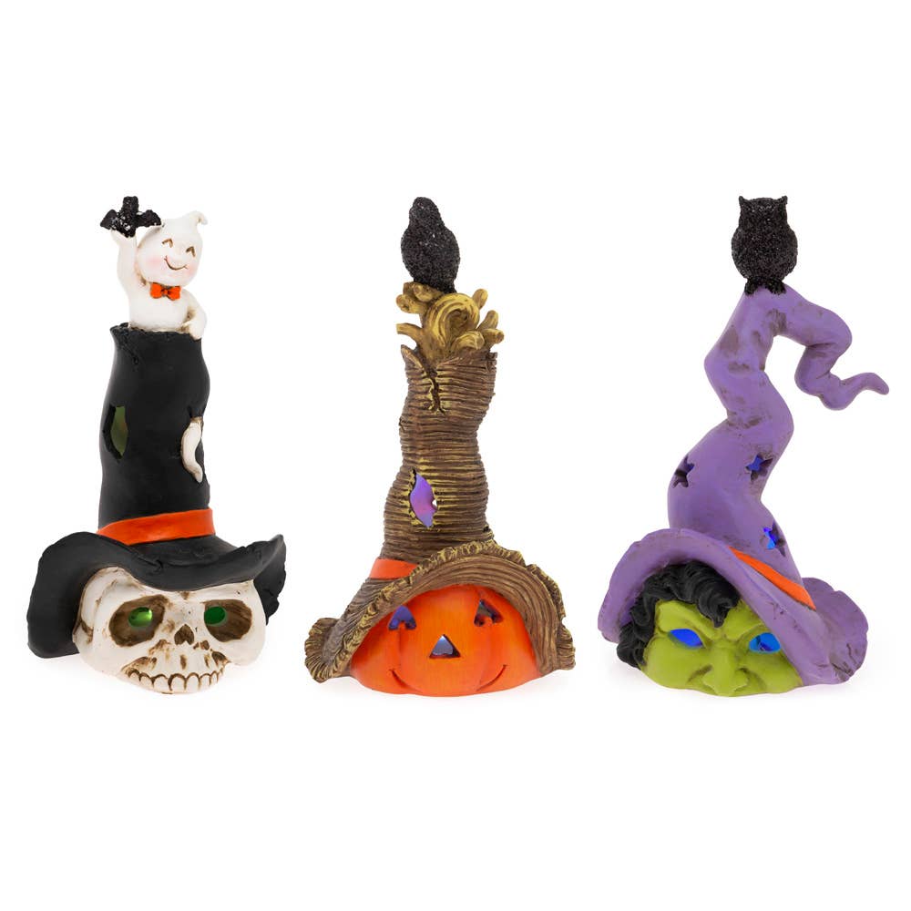 Boston International - Halloween Hats Pumpkin, Skeleton & Witch LED Set of 3 - CancreekDesigns