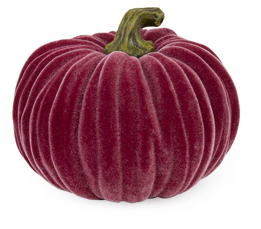 Boston International - 6.5" Dia Velvet Fall Pumpkin Burgundy - CancreekDesigns