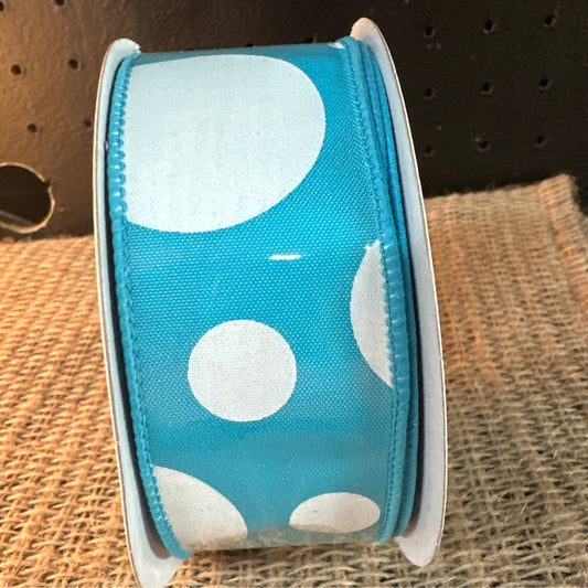 Big Polka Dots Blue And White 1.5 X 10yd - CancreekDesigns