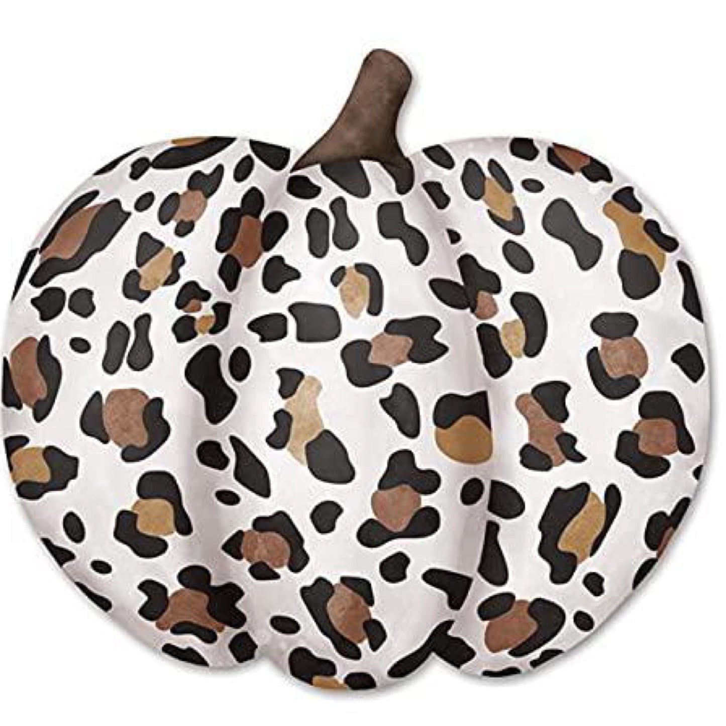 Craig Bachman 12" Metal Embossed Leopard Pumpkin: White Wall Door Hanger - CancreekDesigns