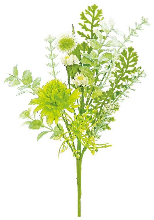 Select Artificials, Inc. - Pom-pon Mum & Mini Daisy Pick, 12", Cream/Green - CancreekDesigns