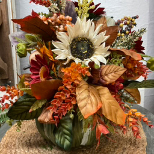 Spicy Pumpkin Floral Arrangement - CancreekDesigns