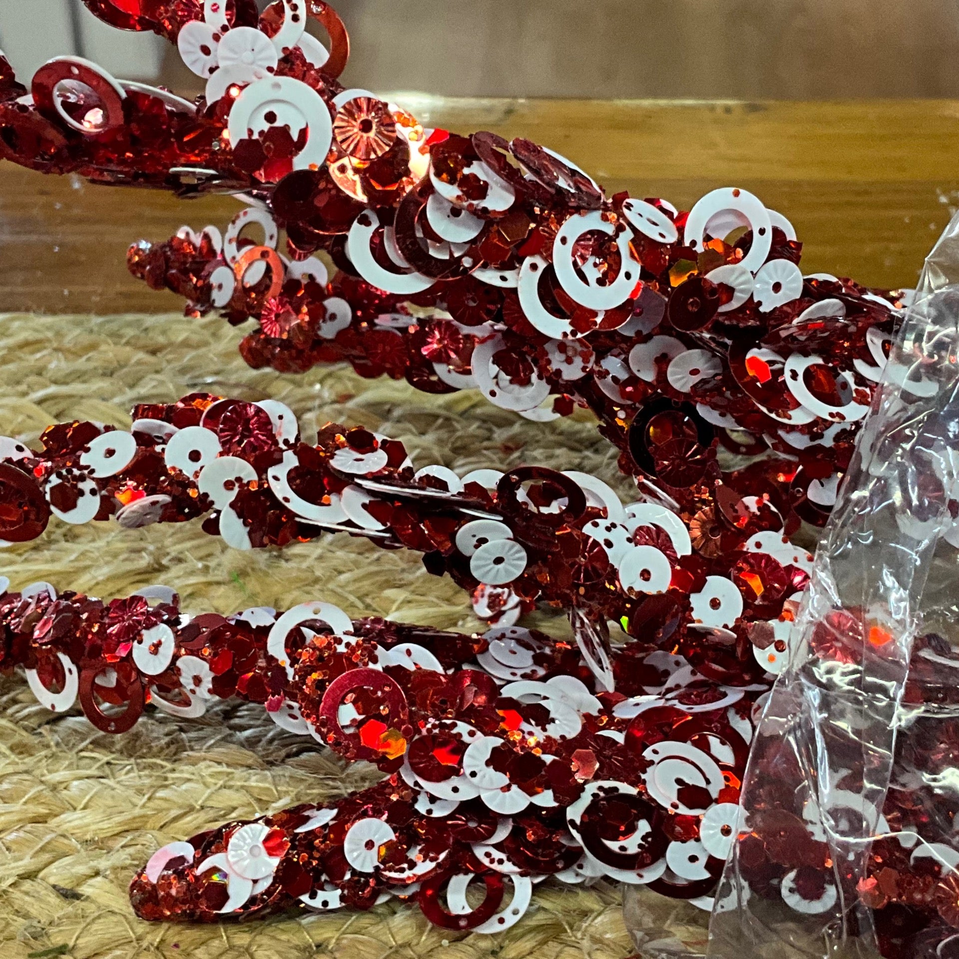 Red/white sequin pick - CancreekDesigns