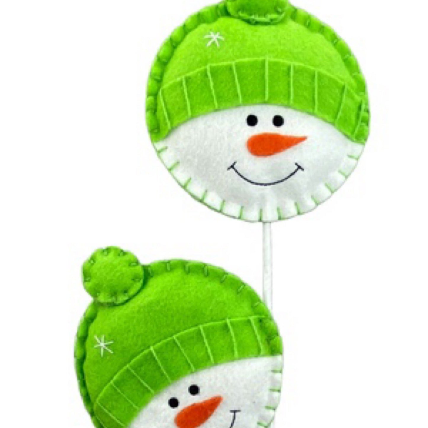 Green plush snowman head - CancreekDesigns