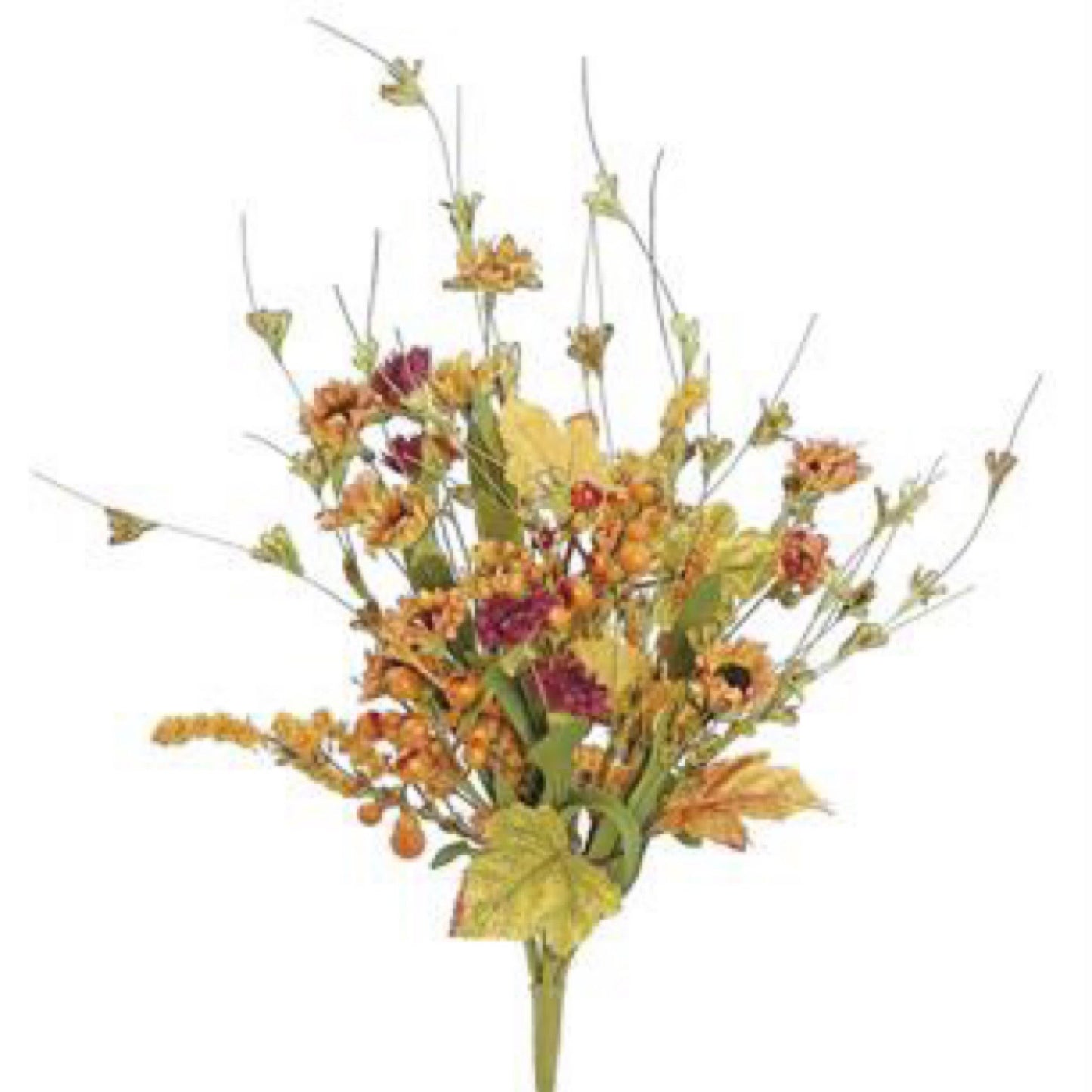 HARVEST DAISY, SEED & BERRY BUSH/BUNDLE, 22", ORANGE/GOLD - CancreekDesigns