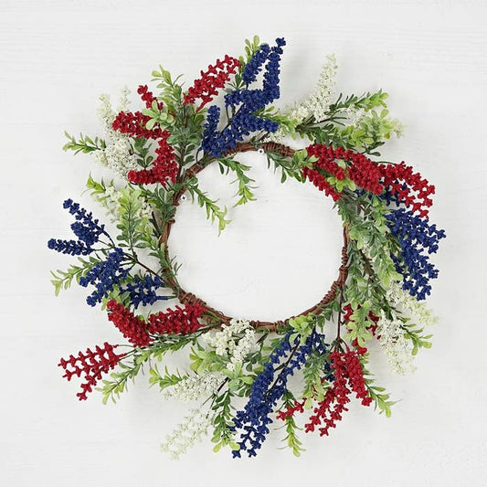 Holiday Depot Inc. - 31210- 21in Wreath-Red White Blue Heather with Boxwood- - CancreekDesigns