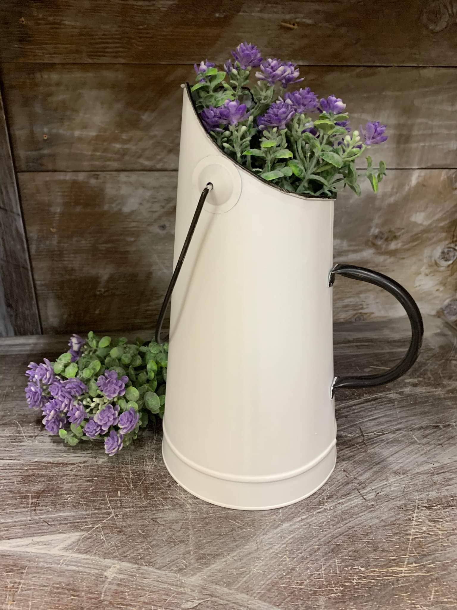 Wholesale Home Decor - Enamel White Jug 6x6x11in - CancreekDesigns