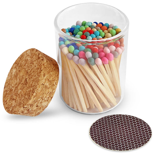 Thankful Greetings - 2" Matches in Cork Top Jar - Colors of Your Choice: Rainbow - CancreekDesigns